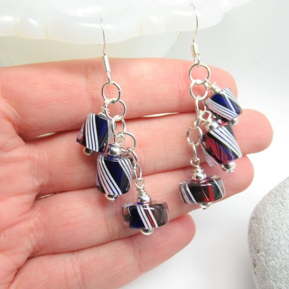 Cane Glass dangle earrings - Picture 1 of 12